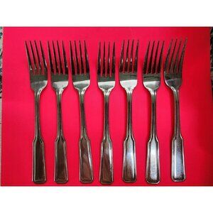Rogers Stainless Korea Lot of 7 Dinner Forks Unknown Pattern